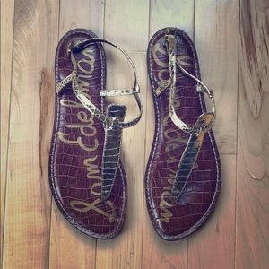 Sam Edelman Gold Croc Thing Sandal Sz 8.5